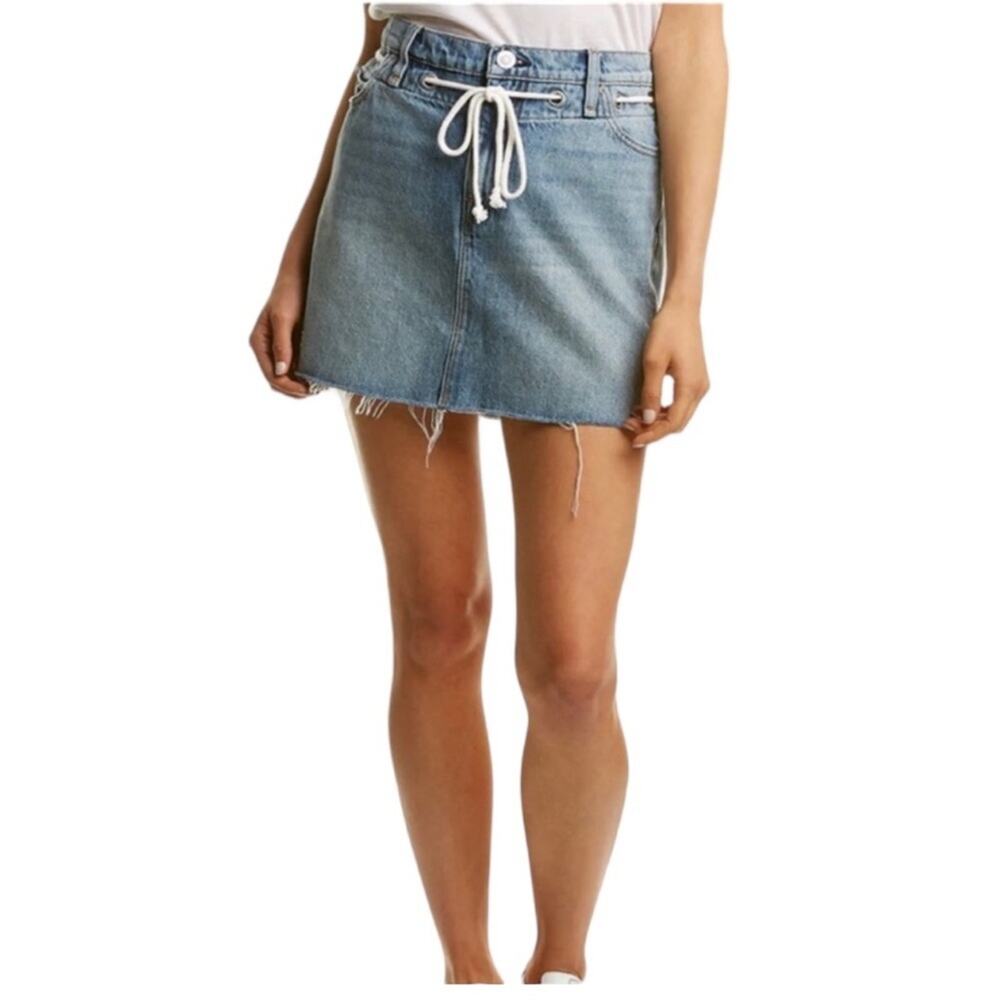 Hudson Jeans Frayed Hem Denim Mini Skirt Rope Belt NEW Size 26 - Picture 6 of 10